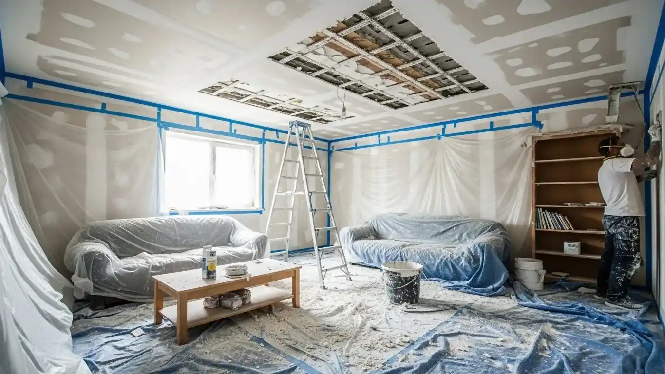 How Messy Is Ceiling Plastering and How to Protect Your Room?